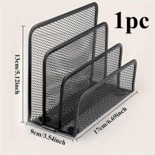 4-Tier Stepped File Organizer, Black Metal Mesh Letter Holder and Mail Sorter for Home Office Desk Storage