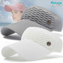 (Whiteandpink) 2-Pack Women's Breathable Sports Caps, Knit with Embroidered Design, for Outdoor Running Hiking Travel Spring Summer