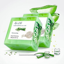 Handmade Aloe Vera Soap Set 2 Pcs, Moisturizing Deep Cleansing Bar with Essential Oils, Natural Gift for Face and Body Men Women