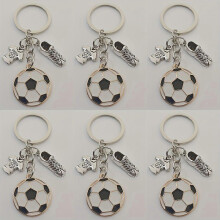 (10pcs, Silvery Mixed) Soccer Keychains Set 10pcs, Sporty Alloy Key Rings with Shoe, Jersey, Ball Charms, Gift for Athletes Fans