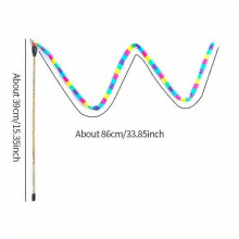 (Golden) Rainbow Interactive Cat Toy Wand with Feather Attachment, Plastic Teaser Stick for Active Kittens, 39-86cm Length