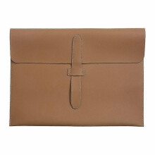 (Khaki) PU File Bag with Lychee Pattern, A4 Size Thickened Large-Capacity Office Storage Bag, Flap Closure for Preventing Falling