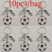 (10pcs, Silvery Jersey) Soccer Keychains Set 10pcs, Sporty Alloy Key Rings with Shoe, Jersey, Ball Charms, Gift for Athletes Fans