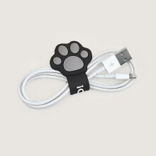 (Black 1 Piece) Cat Paw Cable Organizer, Silicone Spiral Design Earphone Cord Winder for Desktop Phone Charging Cable Management