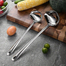 (Small, Silvery) 304 Stainless Steel Long Handle Duckbill Slotted Spoon, Commercial Grade Cooking Utensil for Soup Hot Pot Stir Fry