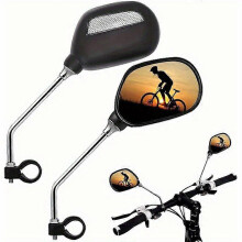 2-Pack Adjustable Rearview Mirrors with Reflective Strip, 3.94 x 2.56 Inches Handlebar Mount for Mountain Bike, Electric Scooter, Cycling