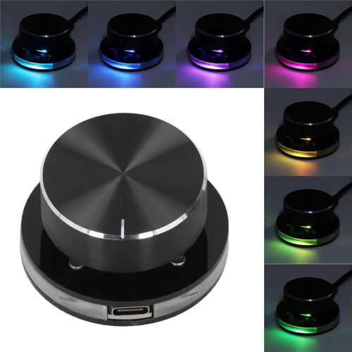 USB Volume Control Knob for Android System PC Multimedia Type C External Media Adjustment Controller with RGB Light 2