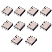 10 Conectores USB Tipo C de 16 Pinos SMT, USB 3.1 Tipo C Fêmea para Projeto de PCB DIY, Porta de Carregamento de Alta Corrente
