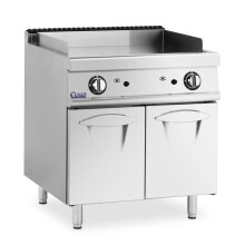 Piastra a gas - HELLOSHOP26 - 12 kW - Piastra liscia 73,5x55 cm - 2 bruciatori - Armadio in acciaio inox