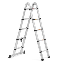 Teleskop-Klappleiter 12 Stufen Aluminium Höhe: 0,85 1,85/3,80 m Aluminium silbermetallisiert 14_0010242
