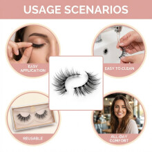 (No Glue Cat Claw) Reusable Self-Adhesive False Eyelashes for Women