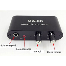 MA-2S Microphone Music Mixed Preamplifier 6.5mmDynamic 3.5mmCondenser Amplifier MIC and AudioMixer DC5-12V 5.5x2.1MM(US)