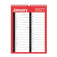 2027 A4 Large Print 2 Column Calendar Spiral Bound Month to View