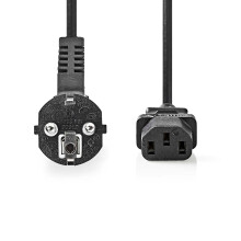 Câble d'alimentation | Connecteur d'alimentation mâle | IEC-320-C13 | coudé | droit | nickelé | 10.0 m | rond | PVC | noir | étiquette