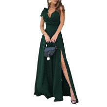 Women'S V Neck Sleeveless Split Formal Dress Cocktail Party Prom Long Dresses 109209 Dark Green XL