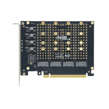 M.2 NVME SSD to PCIe 4.0 3.0 Converter PCIe 4.0 X16 to 4-Port NVME M.2 Expansion Card for 2230 2242 2260 2280 M2 SSD