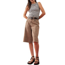 Gestreiftes Damen-Tanktop mit U-Boot-Ausschnitt, Ärmellos, Kurzes Schnitt, Figurbetont, Sommer Grau L
