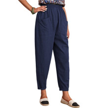 Women'S Baggy Wide Leg Pants Casual Elastic Waisted Palazzo Harem Pants with Pockets Dark S