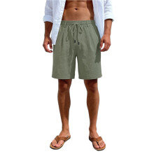 Heren Linnen Shorts, Lichtgewicht, Ademende Katoenen Casual Shorts voor Heren, Perfect voor Zomer, Strandvakantie en Yoga. Legergroen L