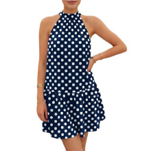 Women'S Halter Dress Summer Short Dresses A Polka Dot Petite Sundress Flowy Outfits Navy S