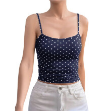 Women'S Cute Cropped Tank Tops Summer Polka Dots Y2K Going Out Basic Sleeveless Camisole Shirts Dark S