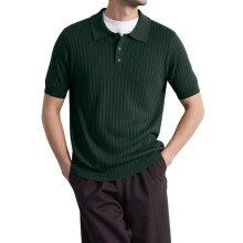 Men'S Ribbed Knit Short Sleeve Button Front Classic Casual Collared Shirt Green M