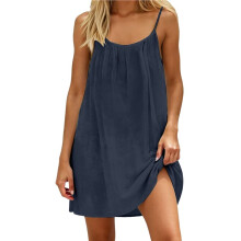Backless Dress for Women Short Backless Dress Sleeveless Lounge Dress Above Knee House Dress Dark S