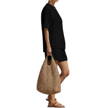 Conjuntos Cortos de 2 Piezas para Mujer, Conjuntos de Verano para Estar en Casa, Conjuntos Casuales de Manga Corta, Conjunto A Juego Moderno Negro XL