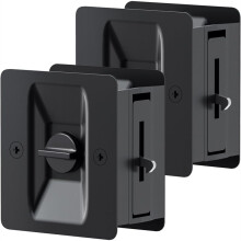 Matzwart Schuifdeurslot, 2-Delige Set Privacy Schuifdeurbeslag, 7 cm X 6,35 cm, voor Deuren met een Dikte van 3,5 cm Tot 4,5 cm