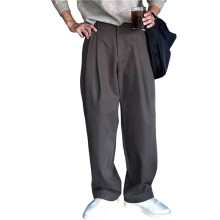 Mens Vintage Dress Pants Old Money Style Pleated Baggy Wide Leg Slacks for Work & Casual Wear Dark Gray XL
