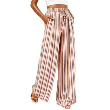 Womens Pants Elastic Waist Light-Weight Palazzo Pants for Women Casual Lounge Wide Leg Pants Woman Colorful - Khaki M
