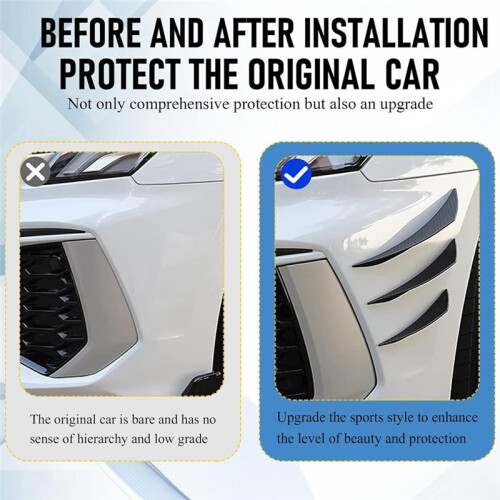 Universal Car Spoiler Canards Kit,Front Bumper Lip Splitter, Anti-Collision Diffuser, Soft Rubber Decorative Stickers 2