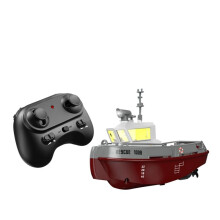 Barca Radiocomandata 1/32 con Luci, Potente Doppio Motore, Telecomando Wireless A Lungo Raggio 2.4G, Modello di Rimorchiatore Giocattolo per Bambini