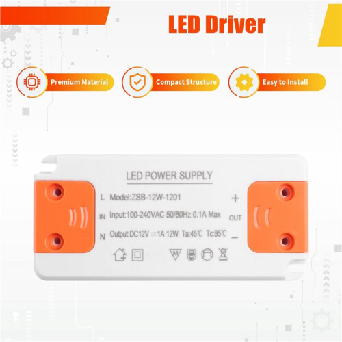 12V LED Driver Thin Constant Voltage Drive Power Supply 12W Input Suitable for Various LED Lamps 1