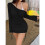 Women'S One Shoulder Bodycon  Dress, Long Sleeve, Ruched Side Drawstring Black L 3