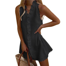 Women Sleeveless Tank Dress Casual Dresses Sundress Black S
