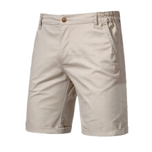 Men'S Cotton Shorts, Elastic Waist 9" Inseam Casual with Pockets for Work Beach 019 Khaki 38