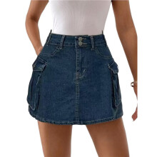 Women'S Y2K Denim Cargo Skort - High Waisted Skirt Shorts with Multifunctional Pockets S