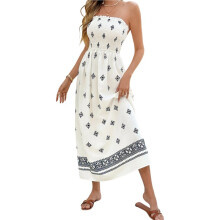 Vestido Longo Tomara Que Caia Feminino, Fluido, Estilo Boho, para Praia e Verão. Branco XL