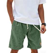 Shorts Masculinos de Algodão, Casuais, com Cintura Elástica e Cordão, Ideais para o Verão, Praia e com Modelagem Folgada. Verde XXL