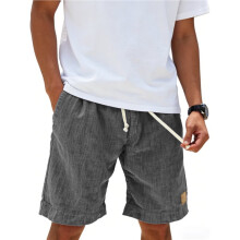 Herren-Baumwollshorts, Lässig, mit Elastischem Bund und Kordelzug, Sommer-Strandshorts, Lockere Passform Grau XXL