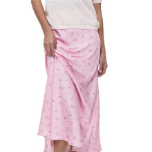 Saia Midi Feminina com Estampa de Leopardo - Cetim de Seda, Cintura Alta, Design Elástico para Todas As Ocasiões Rosa S