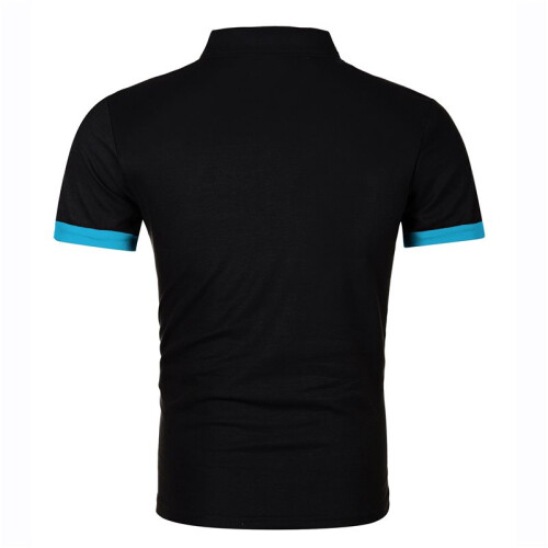 Camisas Masculinas de Golfe com Modelagem Regular e Tecido Elástico Preto & Azul. L 1