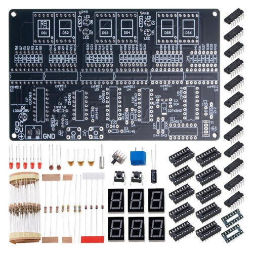 6-Digit DIY Electronic Clock Kit  4.5V-5.5V Circuit Board for Soldering Practice Learning Crafting Clock Electronics