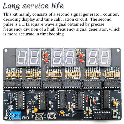 6-Digit DIY Electronic Clock Kit  4.5V-5.5V Circuit Board for Soldering Practice Learning Crafting Clock Electronics 1