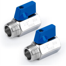 2 Pack 1/2" Valve, 304 Stainless Steel Water Flows Control Male X Female NPT Threaded Shut-Off Drain Valves