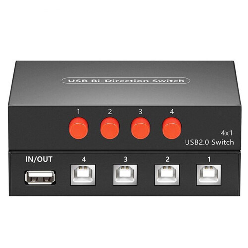 USB 2.0 Printer Sharing Device with 4 in and 1 Out 1-to-4 Driverless Multi-Computer USB  for PC Scanner Computer