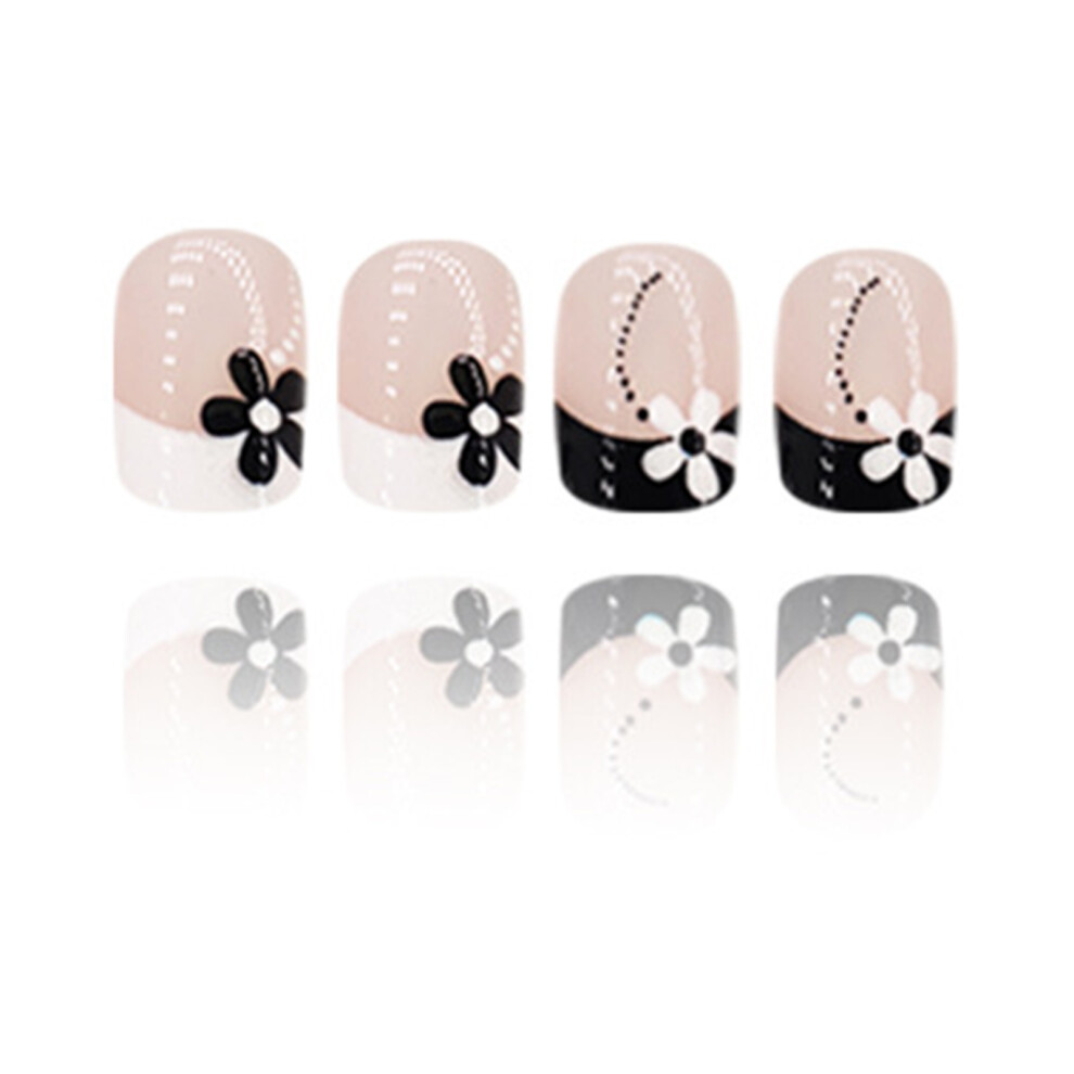 Phui-Pet-Supplies Nude Fake Nails With Black-White Tips, Durable