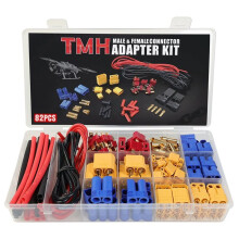 82 Piezas de Adaptadores de Enchufe Macho y Hembra T-Plug XT90/XT30/XT60/EC5/EC3 con Cable Termorretráctil de Silicona para Piezas ESC