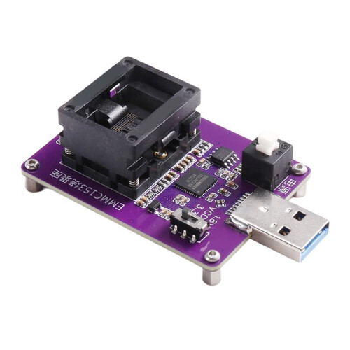 EMMC Chip Testing, BGA153 Test Socket GL3224 USB 3.0 for EMMC153 Burner Adapter to USB3.0 for Image Reading and Writing
